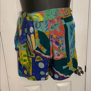 Ralph Lauren Vibrant Abstract Print Tie-Waist Silk Shorts 6